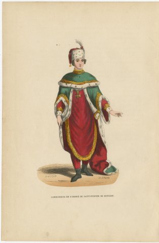 Commander of Saint Stephen of Hungary, Hand Colored Wood Engraving, 1844, view 2