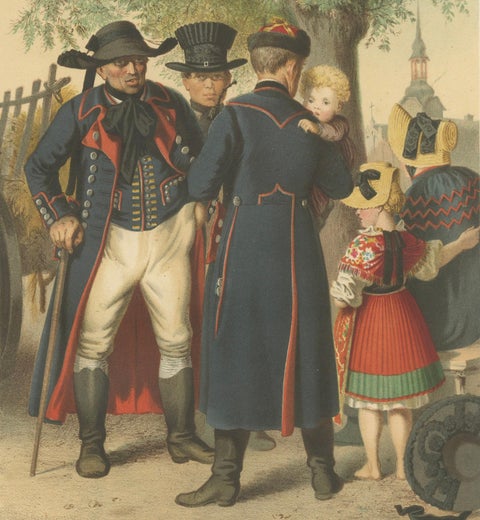 Antique Costume Print of Traditional Attire of Pomerania: Weitzacker in 1870, close-up 4