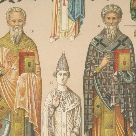 Byzantine Costume Study by Racinet, Imperial & Clerical Dress, 1888, close-up 6