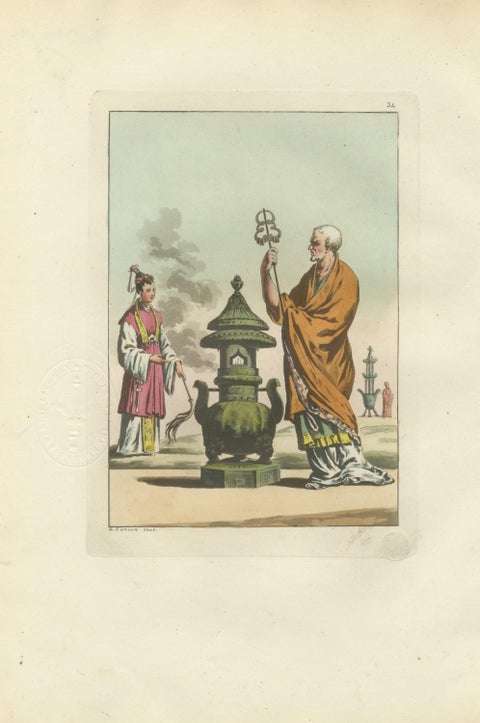 Chinese Costume and Ritual Scenes, Set of Three Ferrario Engravings, Italy 1815, view 4