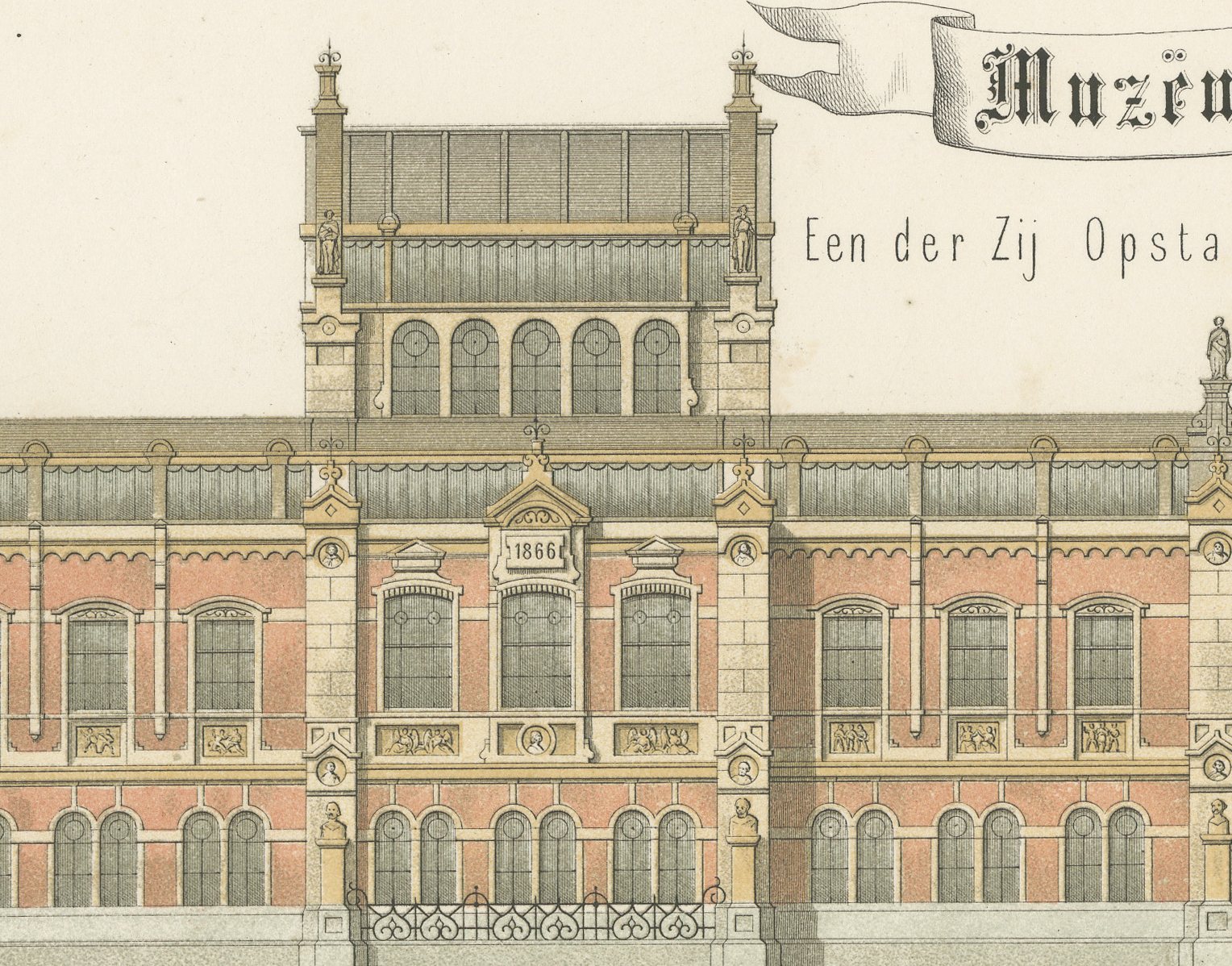 Museum King Willem III, Plans, Dutch Architecture Print, Leliman, 1865-1866, view 3
