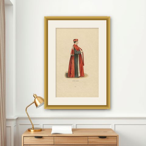 In Council and Commerce: A Venetian Senator in Robes of Office, 1847, shown framed on a wall