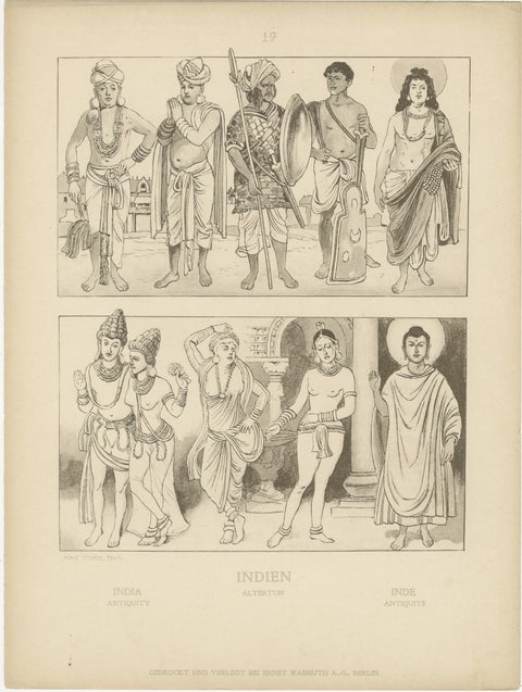 Set of 2 Antique India Costume and Cultural Plates by Max Tilke, c.1900, view 2