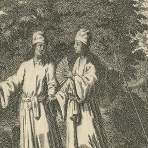 Original Antique Costume Print of Tonkin People from Vietnam in Asia, 1730, close-up 2