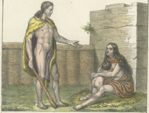 A Germanic Family and Germanic Travelers, Herdsmen and Hunters, 1842, close-up 1