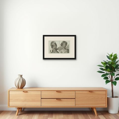 Regalia of the Sandwich Islands: Portraits in Traditional Attire, 1790, shown framed on a wall