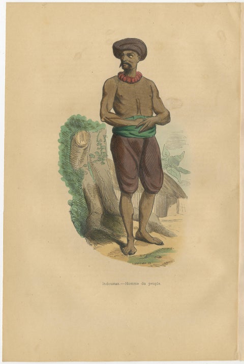 Indostan People's Traditional Attire Depicted in Wahlen's 19th Century Litho, view 2