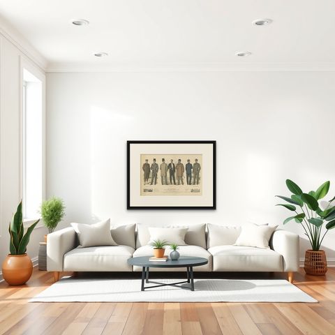 Original Antique Fashion Print, Published in May, 1898, shown framed in a room
