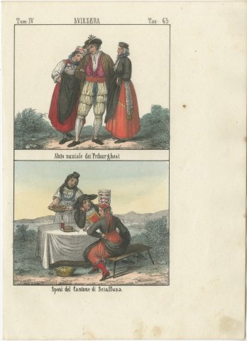 Fribourg Wedding Dress and a Bridal Couple of Schaffhausen, 1842, view 2