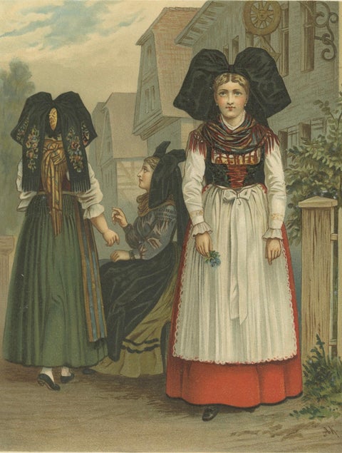 Alsace Folk Costume, Griesheim, Traditional Dress, c.1875, close-up 2