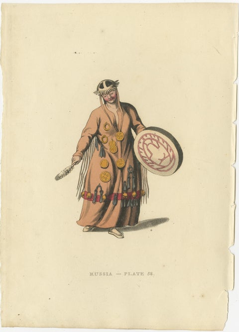 Traditional Mongolian Attire in Alexander's Russian Ethnographic Engraving, 1814, view 4