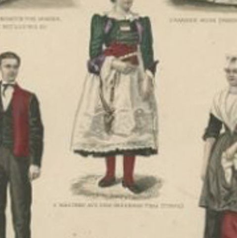 Antique Costume Print Including Costumes of Paris, Amsterdam, Norway and Others, close-up 2