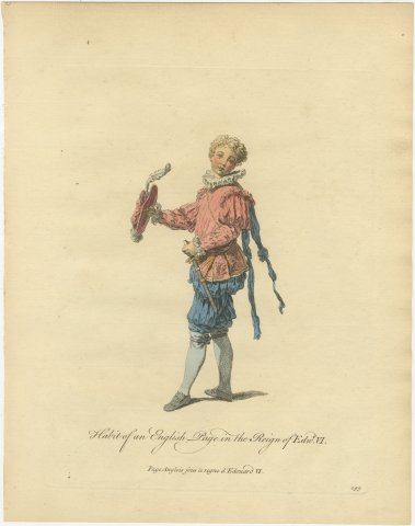 Habit of an English Page in the Reign of Edward VI, Jefferys Costume Plate, 1757, view 2