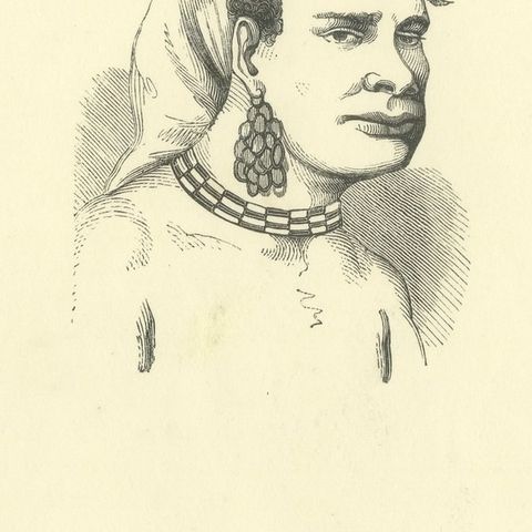 Native and Chief of Vannu, Vanikoro, Antique Wahlen Costume Print, 1843-1844, close-up 3