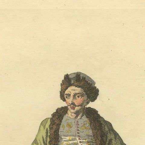 Antique Costume Print of a Gentleman of Wallachia, Engraving Jefferys, 1749, close-up 5