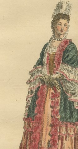 Marchioness of Belfont with a Page in 1700, Jefferys Costume Plate, 1757, close-up 1