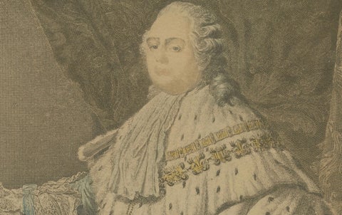 Antique Portrait Engraving of Louis XVI in Coronation Robes, c.1790–1820, close-up 4