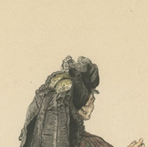 Antique Costume Print of a Farmer's Wife from the Region of Weimar, Lipperheide, close-up 1
