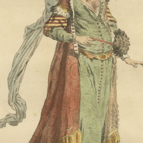 Tartar Princess Costume Print, Hand-Colored Engraving by Jefferys, 1749, close-up 6