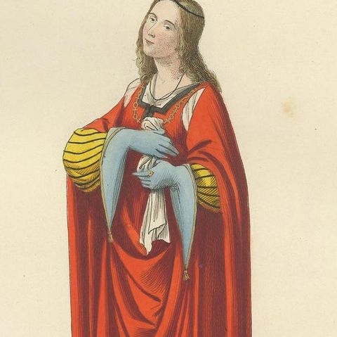 Antique Print of an Italian Noblewoman, 15th Century, by Bonnard, 1860, close-up 2