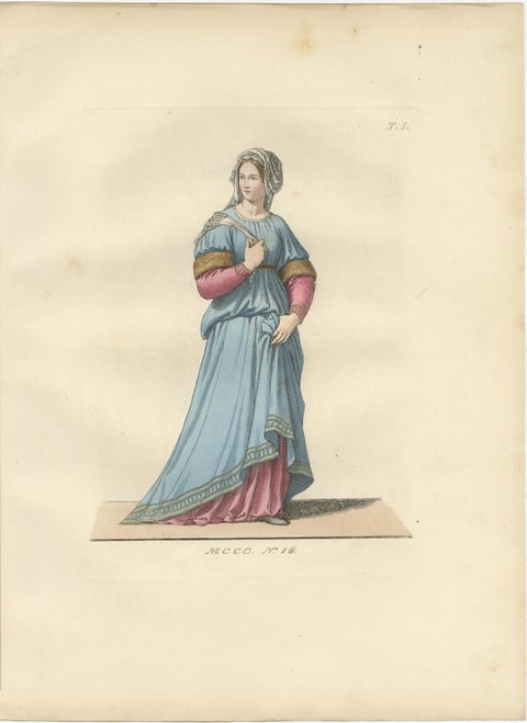 Italian Renaissance Dress: Noblewoman, Page, and Soldier in Fine Detail, 1845, view 5
