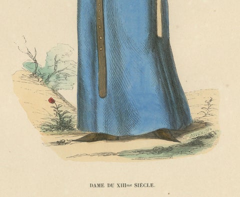 13th Century Elegance: A Noblewoman Amidst Nature in Medieval Attire, 1847, close-up 1