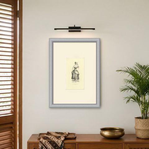 Javanese Lady of the Upper Class, Antique Wahlen Costume Print, 1843-1844, shown framed on a wall
