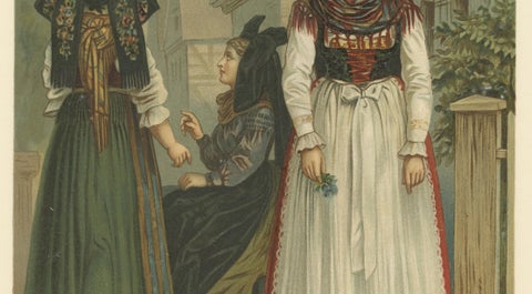 Alsace Folk Costume, Griesheim, Traditional Dress, c.1875, close-up 4
