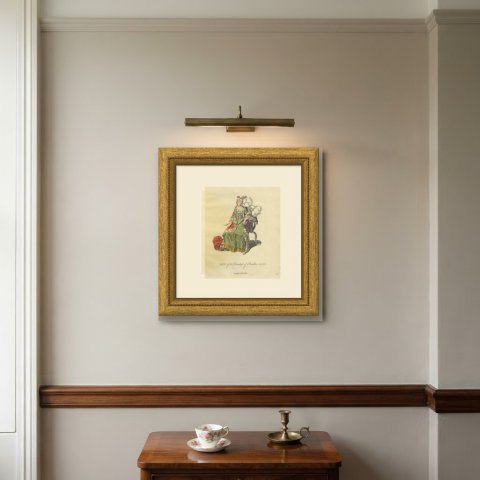 Duchess of Bouillon Seated in 1700, Hand Colored Jefferys Engraving, 1757, shown framed on a wall