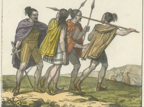 A Germanic Family and Germanic Travelers, Herdsmen and Hunters, 1842, close-up 2