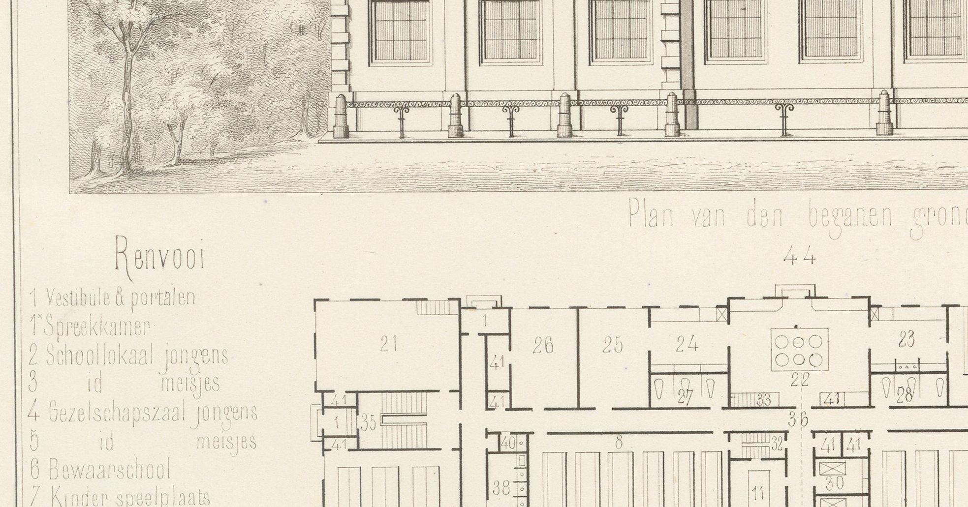 Prize-Winning Orphanage Design, Dutch Architecture Print, Leliman, 1865-1866, view 3