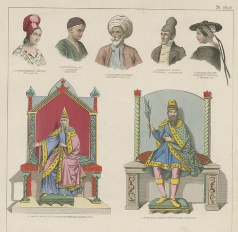 Decoartive Costumes of Egypt, Toscana, France, Normandie Etc C.1875, close-up 2