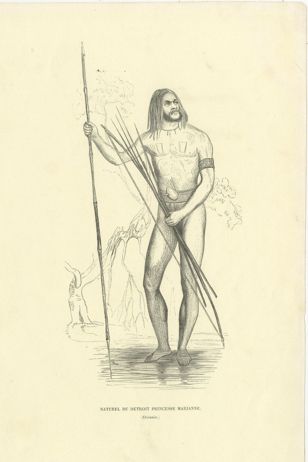 Native of Princess Marianne Strait, Antique Wahlen Costume Print, 1843-1844