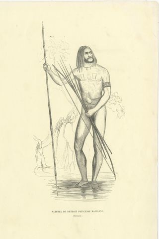 Native of Princess Marianne Strait, Antique Wahlen Costume Print, 1843-1844