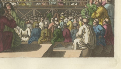 Japanese Preacher in Temple, Ferrario Costume Print, Hand-Colored c.1815, close-up 4