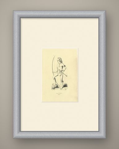 Native of Vanikoro, Antique Wahlen Costume Print, 1843-1844, shown framed