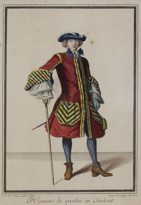Copper Engraving Depicting the High Quality of the Fashion Under Louis XIV, 1684, view 3
