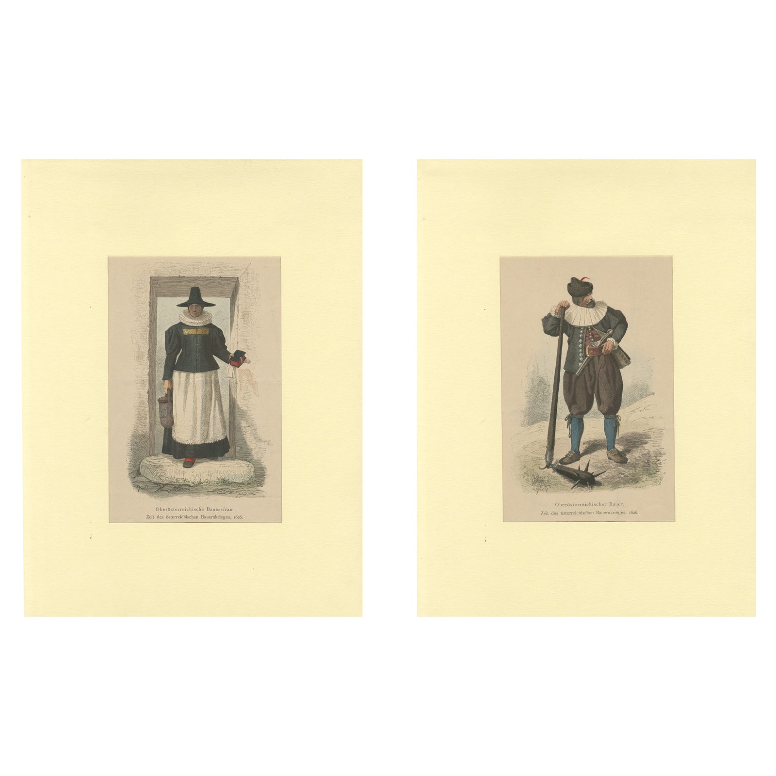 Upper Austrian Peasant Couple, 1626, Historic Costume Prints, Berlin 1877