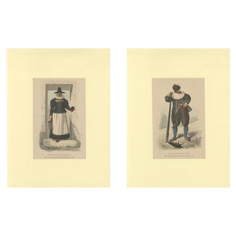 Upper Austrian Peasant Couple, 1626, Historic Costume Prints, Berlin 1877