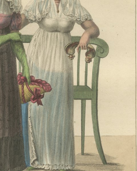 A Frisian and a Groningen Girl, Dutch Regional Dress, Maaskamp, circa 1820, close-up 3
