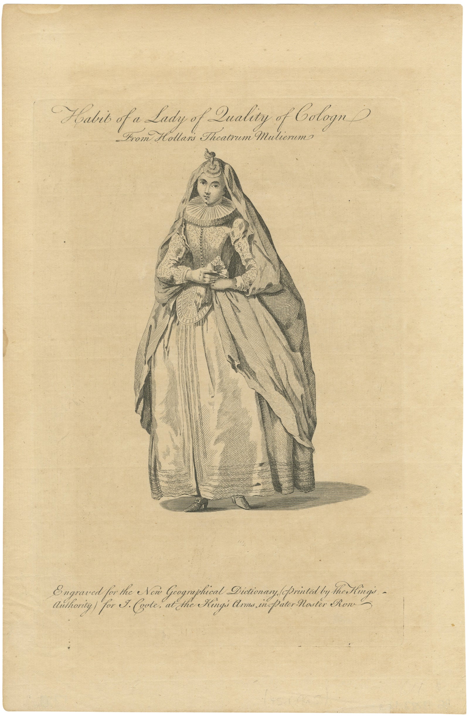 Lady of Quality of Cologne, Germany, Antique Costume Engraving, c.1795