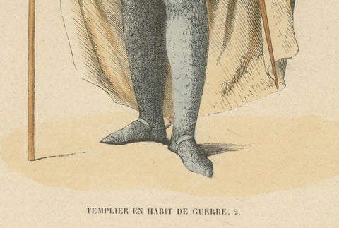 Templar in War Attire with Staff, Costume Di Moyen Age, 1847, close-up 1
