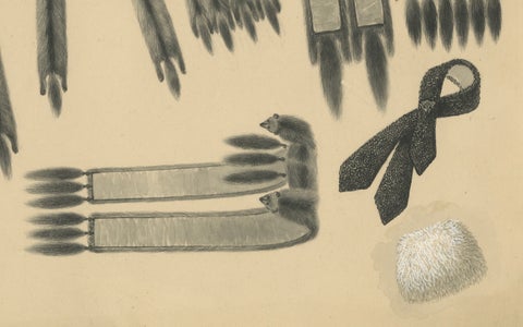 French Art Nouveau Fashion Design of Fur Stoles and Scarves, c.1910, close-up 2