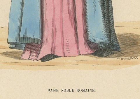 Noble Roman Lady of the Middle Ages, Handcolored and Published in 1847, close-up 1