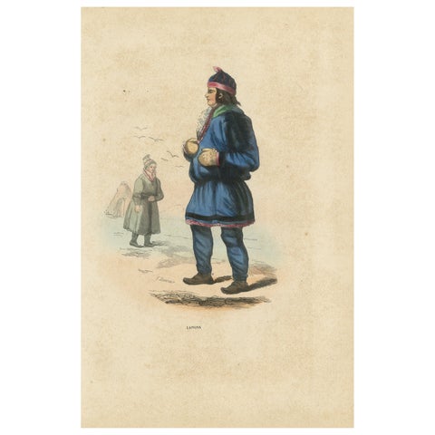 Laplander in Traditional Dress, Hand-Coloured Lithograph, c.1845