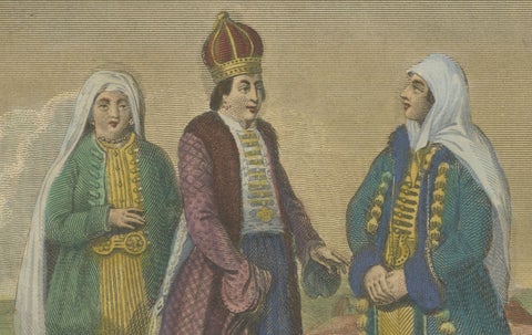 Nagai Tartars, Traditional Dress of Women of Distinction, c.1810 Engraving, close-up 3