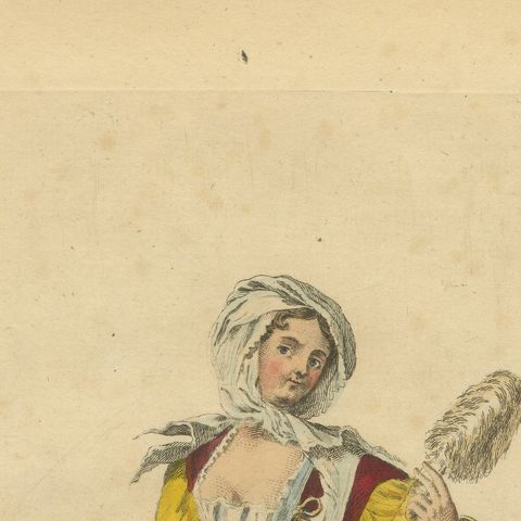 Antique Costume Print Young Lady of Argentiera Archipelago by Jefferys, 1749, close-up 6