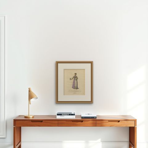 Antique Costume Print of a Young Lady of Wallachia, Engraving Jefferys, 1749, shown framed on a wall