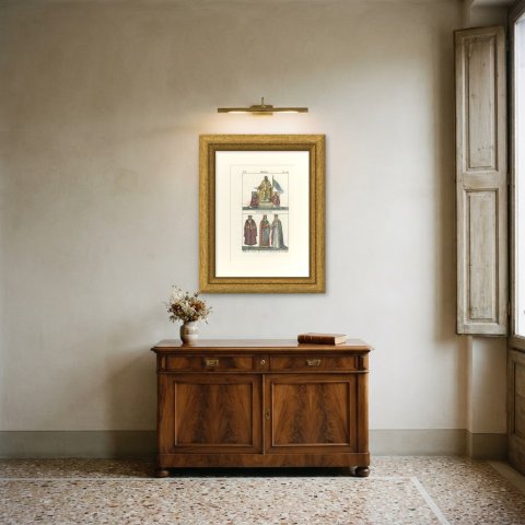 Charlemagne Enthroned and Saint Louis IX with His Queen, Lithograph, 1842, shown framed in a room