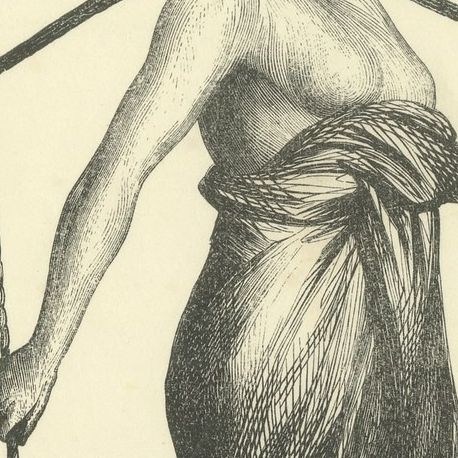 Young Malay Woman Carrying Water, Antique Wahlen Costume Print, 1843-1844, close-up 2